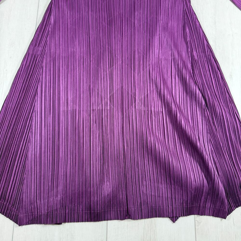 PLEATS PLEASE Issey Miyake Cardigan Size 3 Purple Print Mock Neck - Picture 7 of 8